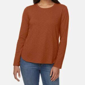 Kirkland Womens Rust Long-Sleeve T-Shirt  Small 100% Cotton Scoop Hem